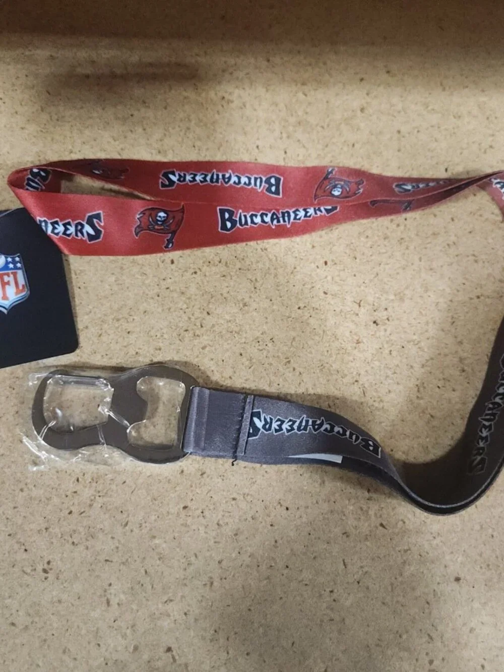 Tampa Bay Buccaneers Lanyard Bottle Opener Keychain Ombre NFL Official Merch